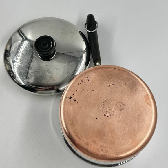 REVERE WARE 1801 VTG 2 Qt 92e Saucepan w Lid MADE IN USA Copper Stainless Steel - Picture 6 of 11